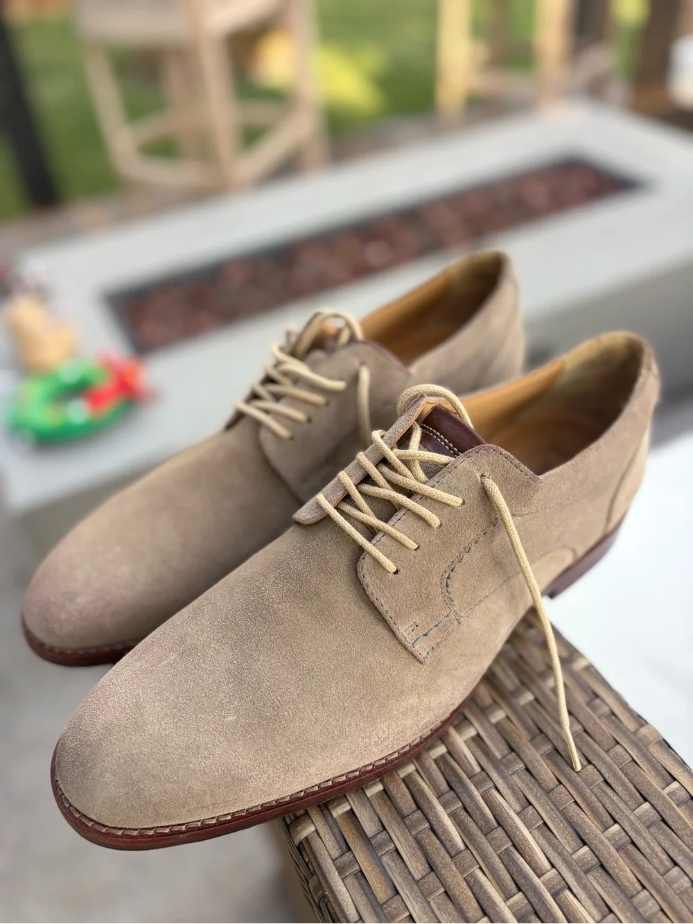 Johnston & Murphy Di Bianco Suede Derby Shoes Men’s 10.5 Taupe Sheepskin